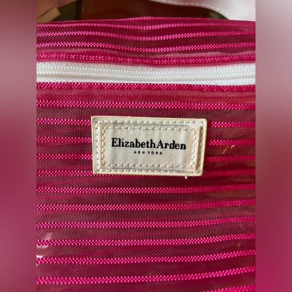 Vintage Never Used Elizabeth Arden Pink and White Mesh Bag - Picture 2 of 7